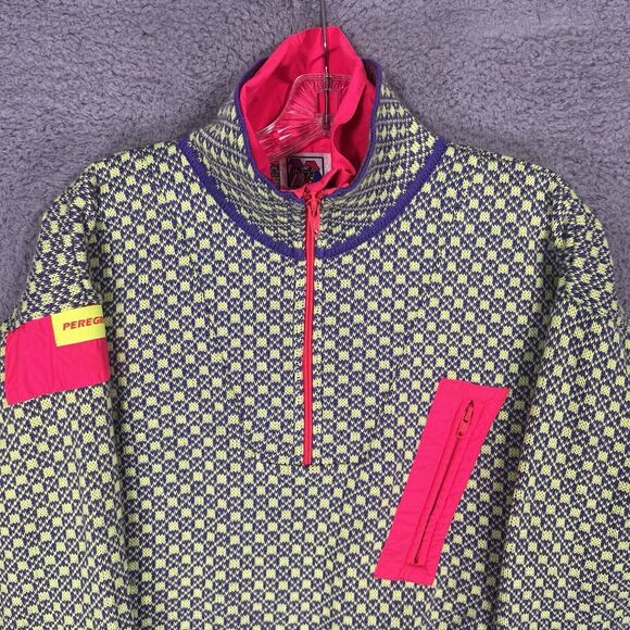 Peregrine Sweater Mens M Multicolor Geometric 1/4 Zip Wool‎ Blend Double Collar - Picture 1 of 8